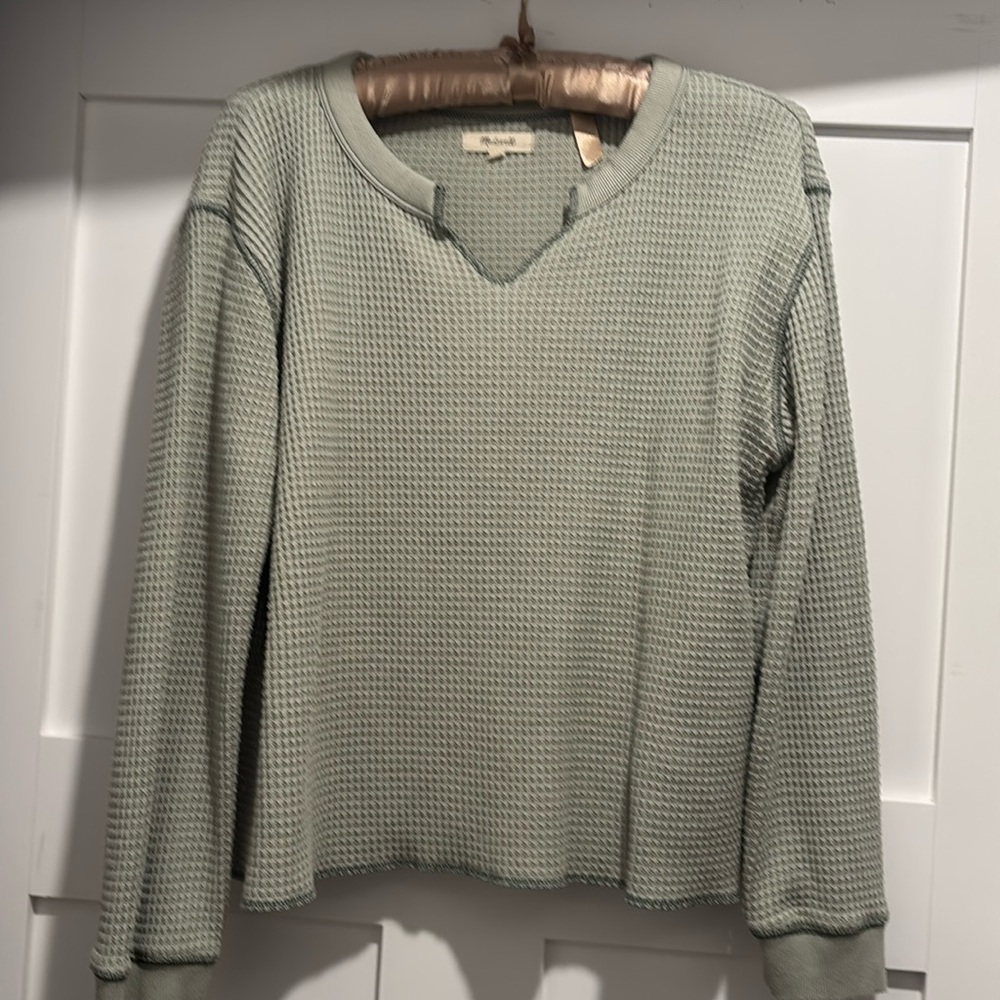 Madewell Waffle Henley size M light blue